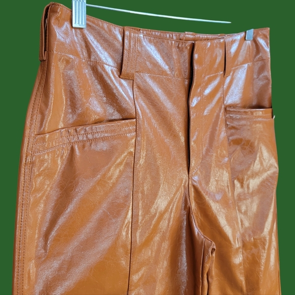 Free People Star Crossed Lovers Vegan / Faux Leather Pants Size - Picture 5 of 16